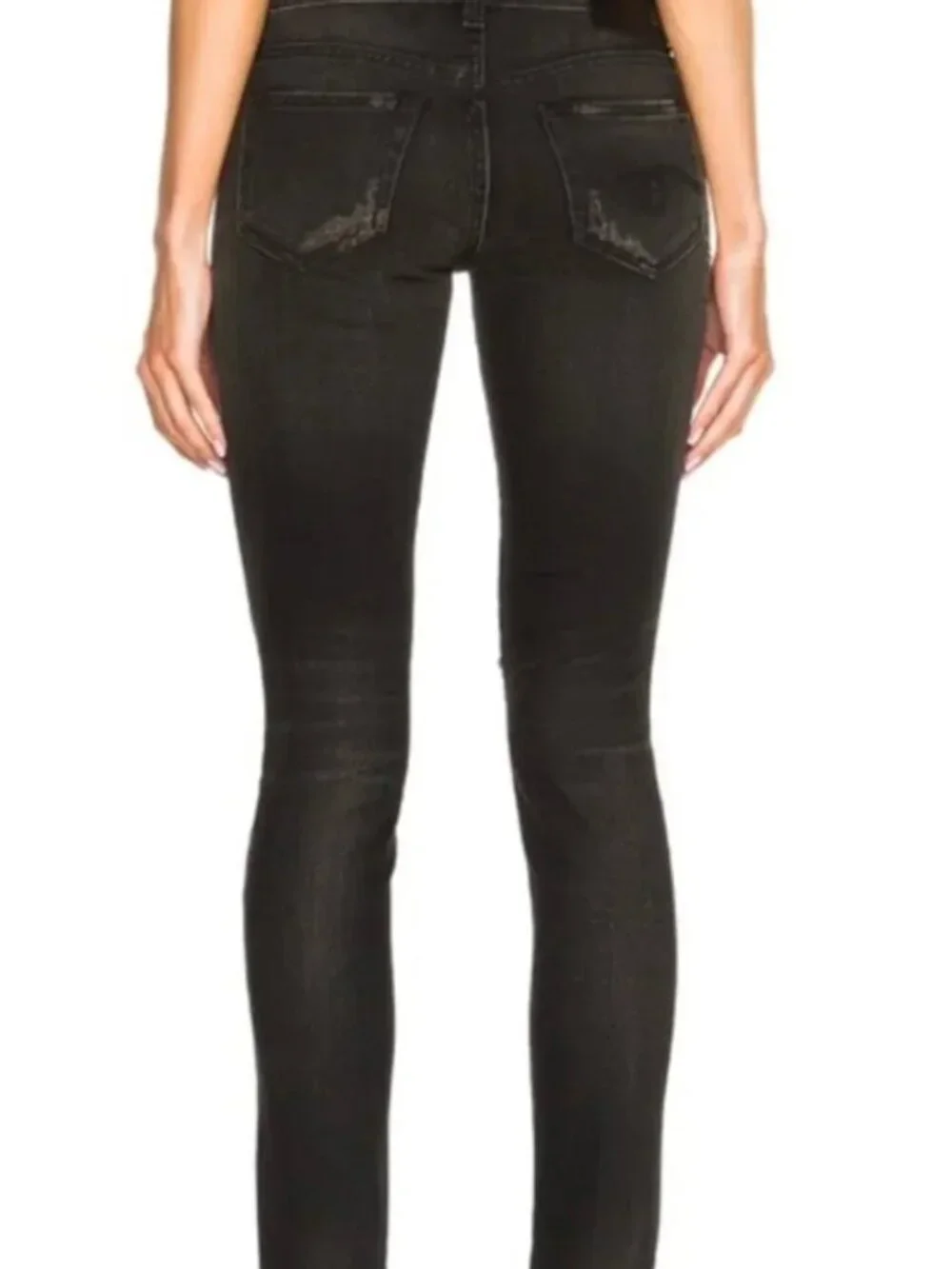 R13 Alison Crop Skinny low stretch Jeans washed Black Women's 26